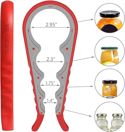 Jar Opener, 5 in 1 Multi Function Can Opener Bottle Opener Kit with Silicone Handle Easy to Use for Children, Elderly and Arthritis Sufferers (Apple Red） - Image 2