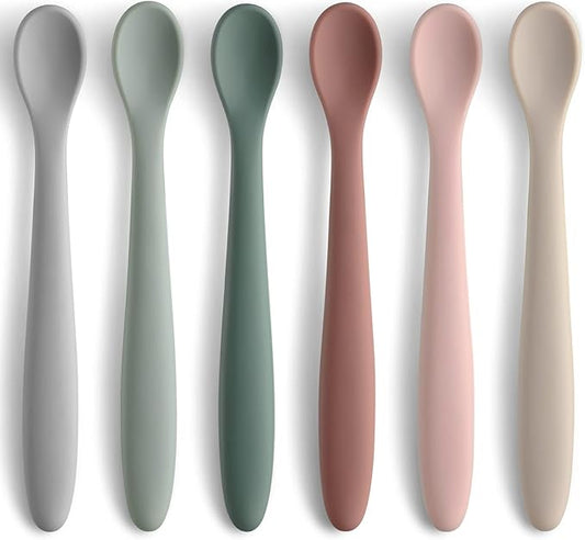 6-Piece Silicone Baby Feeding Spoons, First Stage Infant Spoons, Soft-Tip Easy on Gums I Baby Training Spoon | Infant Utensils Feeding Supplies, Dishwasher & Boil-proof by NETANY