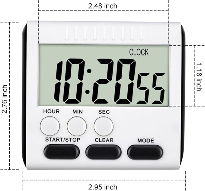 Xuhal 25 Pack 24 Hours Kitchen Timer with Alarm Magnetic Digital Clock Loud Alarm, Big Screen and Strong Magnet Manual Switching Count up or Down and Memory Function for Baking Sports Office Study