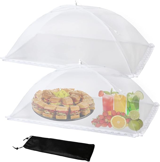 Food Covers Food Tent for Outside Mesh to Keep Bugs away, 2 Extra Large Size (40” x 24”) Reusable Collapsible Food Nets including Carry Bag,Ideal for Picnic Party BBQ Wedding Fruit by WokuyaDirectDesignforLoveIdealforParty