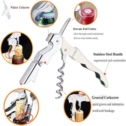 Professional Waiter Corkscrew Wine Openers Set(2PCS), Heavy Duty Stainless Steel Hinges Wine Key for Restaurant Waiters, Sommelier, Bartenders - Image 2