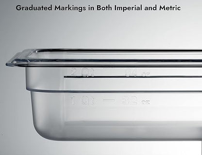 CURTA 6-Pack 1/3 Size 2.5" Deep NSF Polycarbonate Food Pans | Dishwasher & Freezer Safe Clear Container for Prep Tables, Buffet, Salad Bar, Commercial & Home Kitchen