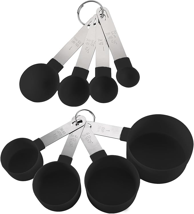 Plastic Measuring Cup & Spoon Set – 8-Piece with Stainless Steel Handles, Stackable, for Baking & Cooking - Image 8