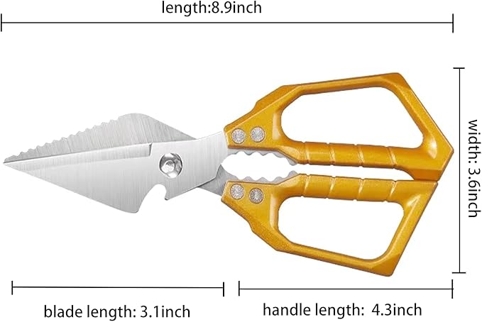 Meat Scissors Heavy Duty Sharp Shears Kitchen Scissors all Purpose, Stainless Steel Kitchen Shears, Kitchens Accessories Cooking Shear for Meat Chicken Fish Poultry Herb Bread(Gold)