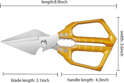 Meat Scissors Heavy Duty Sharp Shears Kitchen Scissors all Purpose, Stainless Steel Kitchen Shears, Kitchens Accessories Cooking Shear for Meat Chicken Fish Poultry Herb Bread(Gold)
