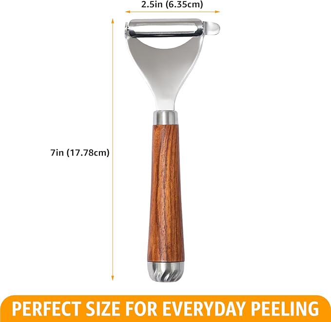 Potato Peeler Wooden Handle, Y Peeler Multifunctional Vegetable Peeler, Rosewood & Stainless Steel, Ultra Sharp Swivel Blade, Fruit & Veggie Peeler, Eye Remover