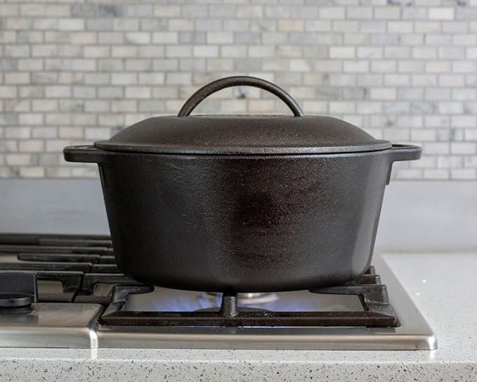 Lodge Cast Iron Dutch Oven - Loop Handle Cooking Vessel - Even Heat Retention - Oven-Safe, Versatile Pot - 5 Quart - Image 3