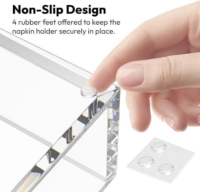 HIIMIEI Acrylic Napkin Holder for Table: Square Luncheon Napkin Tray, Flat Decorative Guest Towel Holder for Bathroom, Kitchen, Bar, Dinner, Party, 7.6 x 7.6 inches（Clear) - Image 6