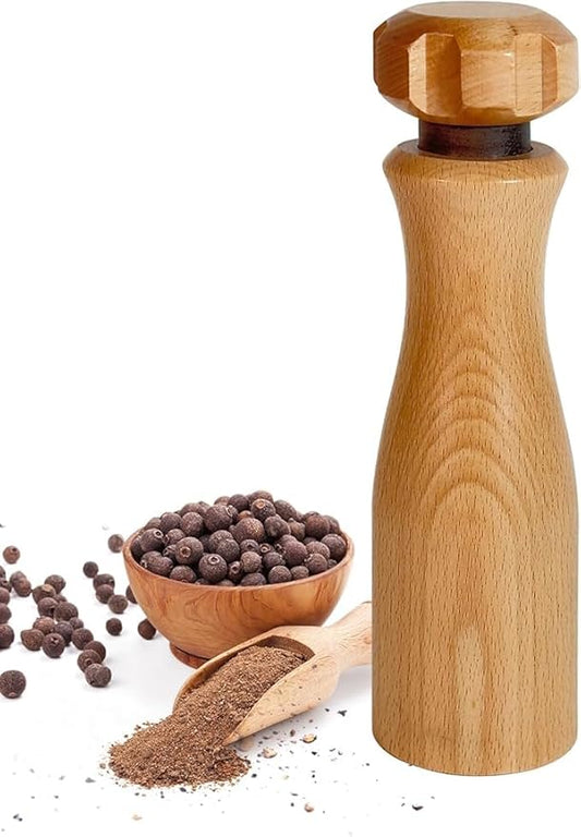 Wooden Salt And Pepper Grinder Set –【Gear-Shape Knob & Effortless Grinding】8 Inch Manual Refillable Pepper Grinder Set (1)