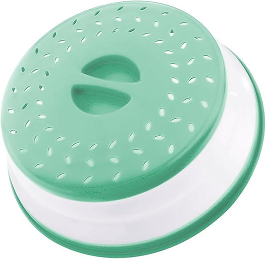 Collapsible Microwave Splatter Cover, Microwave Plate Cover With Steam Vent，BPA-Free Silicone & Plastic (ink blue, 12.3IN)