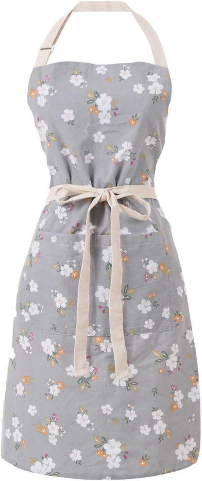 Aoomzoon Kitchen Aprons for Women with 2 Pockets,Double Sided Vintage Adjustable Apron for Gardening Cooking Arting Painting by Aoomzoon