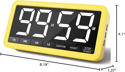 VOCOO Digital Kitchen Timer with 7.8” Extra Large Display, Magnetic, 3 Brightness, 4 Alarms and 3 Volume Levels, Battery Countdown Count Up Timer for Cooking, Classroom, Home Gym (Yellow) - Image 8