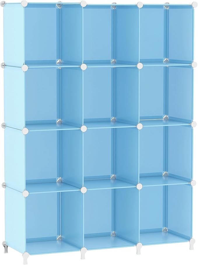 AWTATOS Cube Storage Organizer Protable Closet Organizers and Storage for Kids DIY Stackable 12 Cube Storage Shelves Clothes Organizer for Bedroom, Home, Blue by AWTATOS