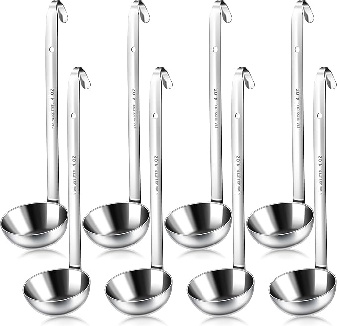 8 PCS Stainless Steel Ladle Soup Handle Ladle with Pouring Rim for Kitchen Cooking Soup Sauce (4 oz) by LiveNaturallyLiveBarafat