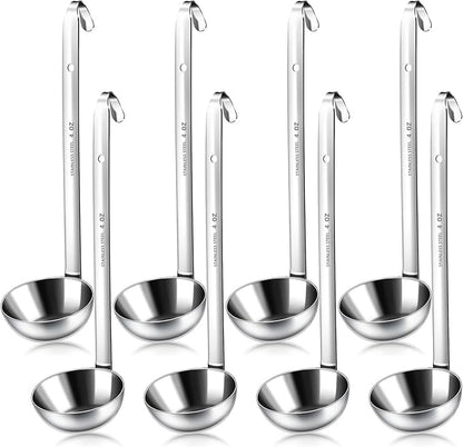 8 PCS Stainless Steel Ladle Soup Handle Ladle with Pouring Rim for Kitchen Cooking Soup Sauce (4 oz) by LiveNaturallyLiveBarafat