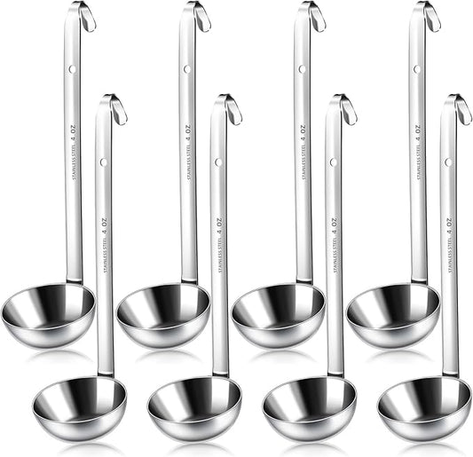 8 PCS Stainless Steel Ladle Soup Handle Ladle with Pouring Rim for Kitchen Cooking Soup Sauce (4 oz) by LiveNaturallyLiveBarafat