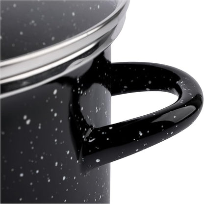 EKCO EOS 8-Quart Speckled Stockpot with Glass Lid (Black) Soup Pot for All Ranges, Dishwasher & Oven Safe up to 350°F - Non-Reactive Enameled Interior Pot for Gumbo, Stew, Boil, Pasta, Chili - Image 3