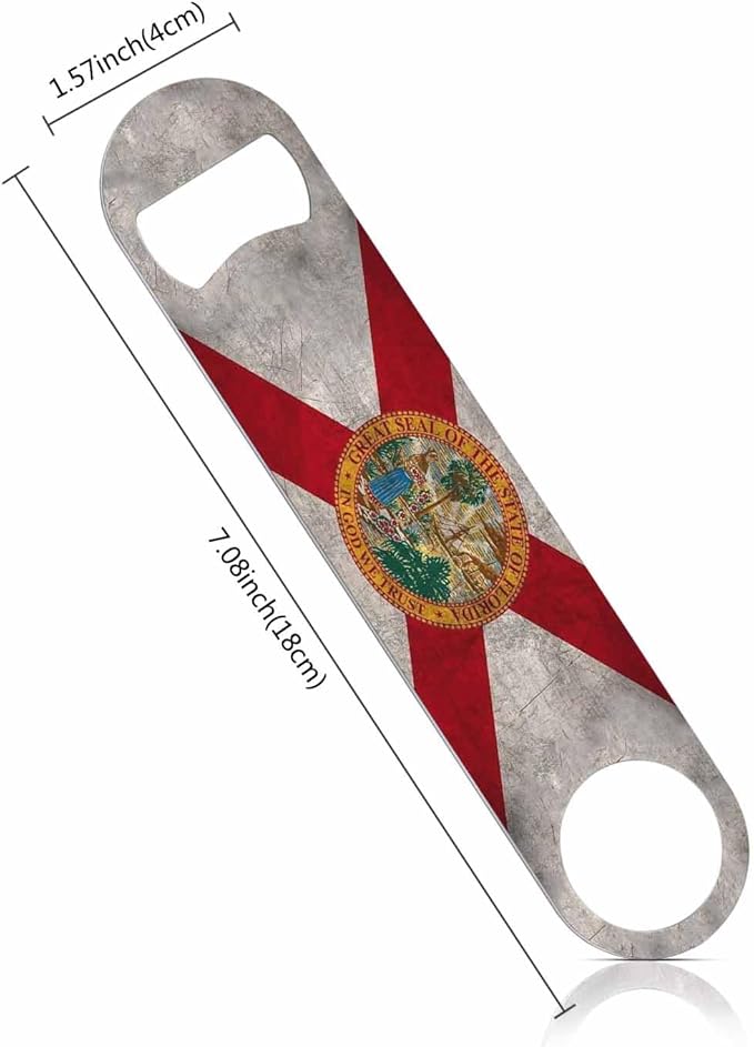 Florida State Flag Stainless Steel Bottle Opener Dirty Florida 3D Waving Flag Flat Beer Bottle Opener Keychain for Home Kitchen Bar Restaurant Party Birthday Gift
