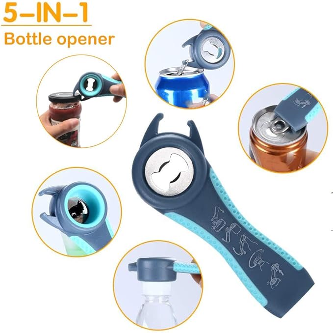 Otstar Jar Opener & Bottle Opener Set for Weak Hands - Multi-Function Kitchen Opener Tool for Seniors with Arthritis, Elderly - Includes Jar Lid Gripper Pad, Corkscrew Opener - Image 5