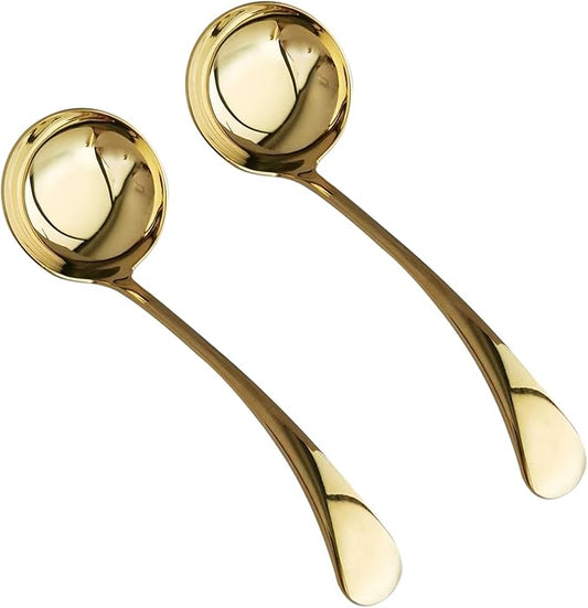 Small Ladle, Gravy Ladle, Premium 18/10 Stainless Steel Soup Sauce Ladles, 7.9 Inch Gold, 2 Pack