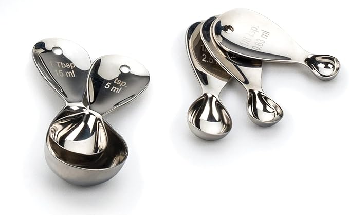 RSVP International Endurance Kitchen Collection Measuring Tools, Dishwasher Safe, Teardrop, 5 Piece, Stainless Steel