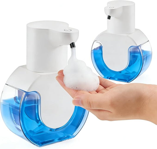 2Pack Automatic Soap Dispenser Touchless, Rechargeable Foaming Soap Dispenser,15oz/420ml Smart Hand Soap Dispensers,4-Level Adjustable,Wall Mount for Bathroom Kitchen Dish Soap(White, Foam) by Unknown