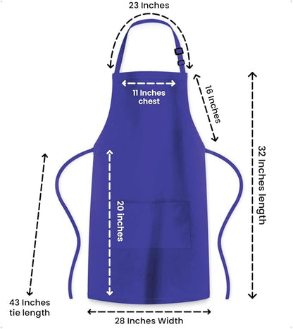 Adjustable Bib Apron 100% Polyester Kitchen Aprons Waterdrop Resistant Aprons with Adjustable Strap, Pockets & Long Ties