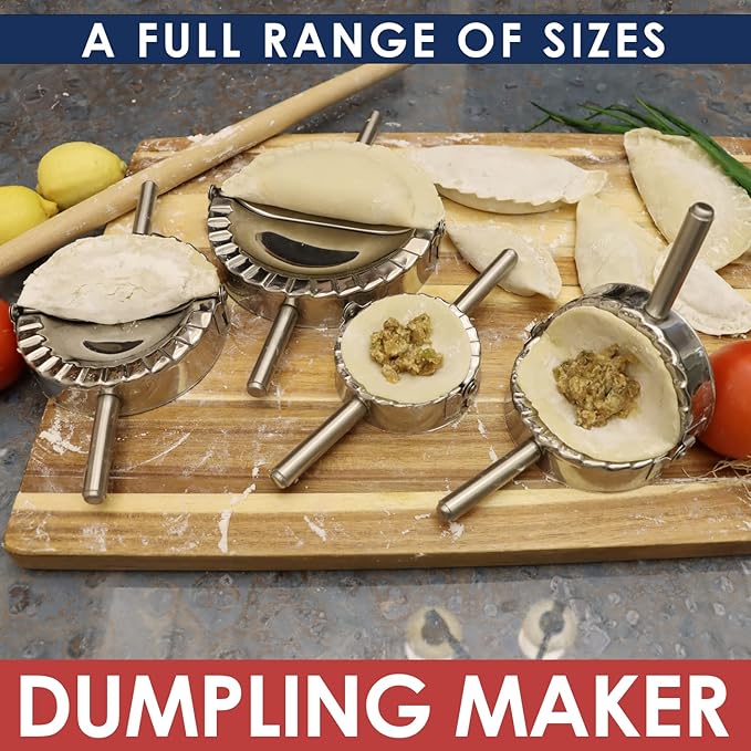 KAYCROWN 4.75 Inch Empanada Press, Stainless Steel Dumpling Maker Dough Cutter Dumpling Mold for Empanada, Dumpling, Ravioli, Pierogi, Turnovers, Calzone (L: 4.75 inch)
