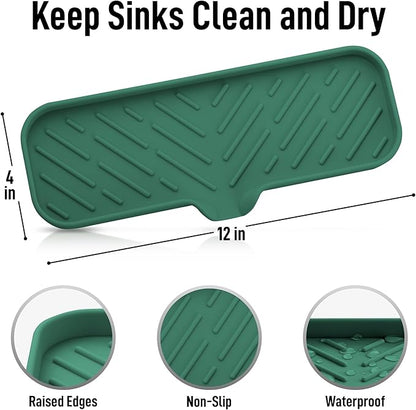 Zulay Kitchen Large Silicone Sponge Holder (12x4) – Flexible Sink Organizer Tray for Kitchen & Bathroom – Multipurpose Soap Dish for Sponges, Makeup, Trinkets & More (Pine Green) - Image 4