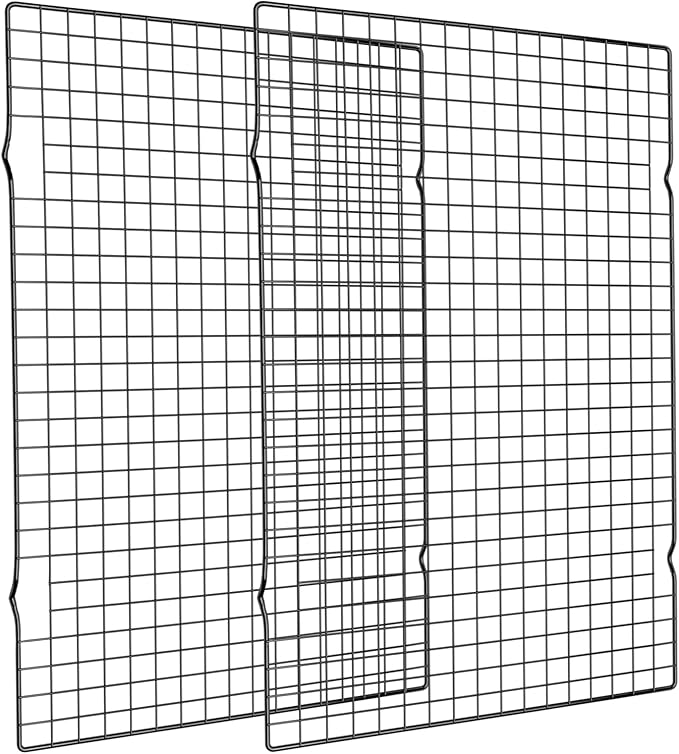Briout Cooling Rack for Baking, 2-Pack 16x10 Inches Baking Rack, Thick Wire Cookie Rack for Cooking, Roasting, Grilling, Drying, Oven Safe, Fits Half Sheet Pan, Black by Briout