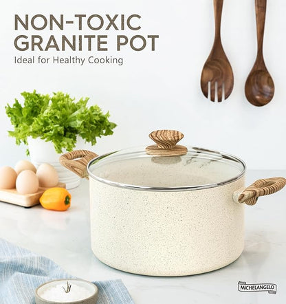 MICHELANGELO 8 Quart Stock Pot with Lid, Nonstick Cooking Pots, 8 Qt Soup Pot with Lid, Induction Pots for Cooking, Stockpot with Healthy Coating, White - Image 8