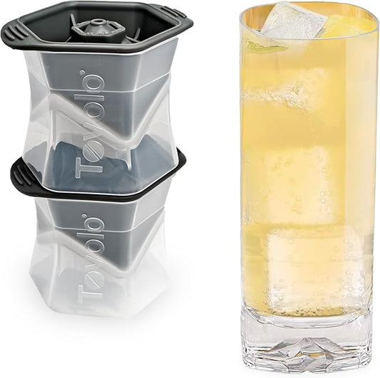 Tovolo Large Square Ice Cube Mold Colossal 2 Inch Cubes Pack of 2, Huge Ice Cube Mold Block for Whiskey Cocktails Bourbon, Silicone BPA Free Dishwasher Safe Giant XL Ice Cube Molds by Tovolo