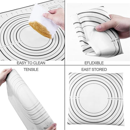 Rolling Pins, Stainless Steel Dough Roller, Rolling Pin and Silicone Baking Pastry Mat Set, Adjustable Rolling Pin with Thickness Rings for Baking Dough, Pizza, Pie, Pastries, Pasta, Cookies(Black) - Image 3