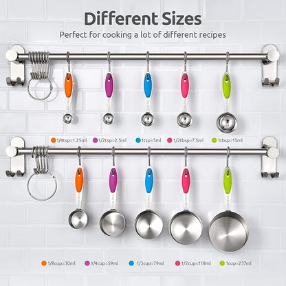 Measuring Cups : U-Taste 18/8 Stainless Steel Measuring Cups and Spoons Set of 10 Piece, Upgraded Thickness Handle (Multicolors) - Image 2