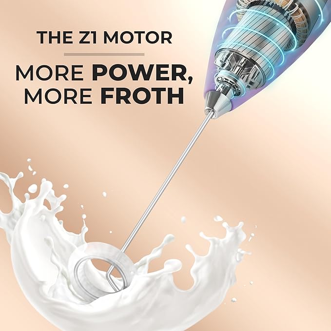 Zulay Kitchen Powerful Milk Frother Wand With 4 AA Duracell Batteries - Ultra Fast Handheld Drink Mixer - Electric Whisk Foam Maker for Coffee, Lattes, Cappuccino, Matcha & Creamer - Galaxy - Image 4