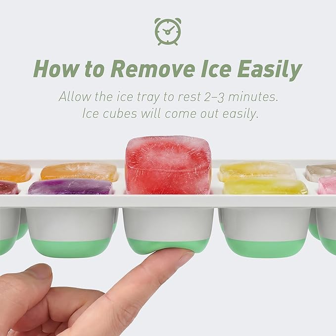 ChefAide Ice Cube Tray with Lid, 4 Packs 56 Cubes Durable Stackable Ice Cube Trays for Freezer with Removable Lids, Easy-Release Plastic & Silicone Ice Tray for Cocktail, Coffee - Image 2
