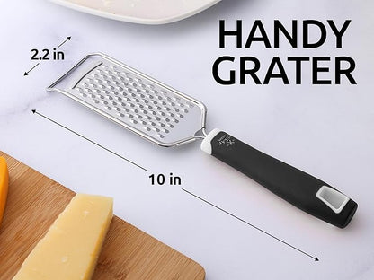 Zulay Kitchen Professional Cheese Grater Stainless Steel - Durable Rust-Proof Metal Lemon Zester Grater With Handle - Flat Handheld Shredder for Parmesan, Chocolate, Spices, And More - 2 Pack - Black - Image 7