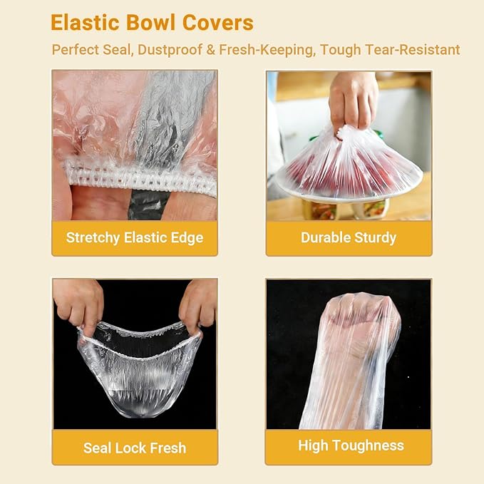100Pcs Extra Large Plastic Bowl Covers Fits 6-13 Inch Bowls, Elastic Reusable Food Covers for Bread Proofing, Food Fresh Keeping & Dust Protection