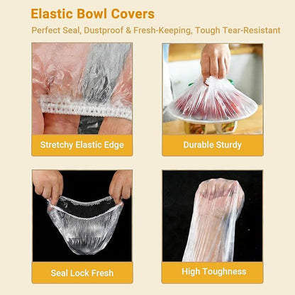 100Pcs Extra Large Plastic Bowl Covers Fits 6-13 Inch Bowls, Elastic Reusable Food Covers for Bread Proofing, Food Fresh Keeping & Dust Protection