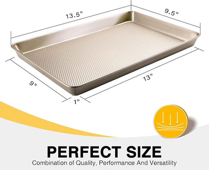 Quarter Sheet Baking Pan Nonstick - HONGBAKE Commercial Cookie Sheet for Baking with Diamond Texture Surface, 57% Thicker Carbon Steel 9 x 13 Baking pan - Image 3
