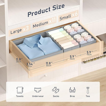 DIMJ Drawer Organizer Clothes Storage - 20 Pack Baby Dresser Organizer for Nursery, Foldable Closet Drawer Organizer Bins for Bedroom Organization, Fabric Storage Dividers for Socks, Underwears, Bras - Image 2