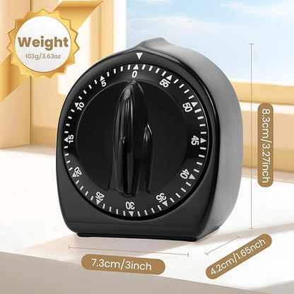 Kitchen Timers for Cooking, 60 Minute Wind Up - Chef Cooking Timer with Loud Alarm,100% Mechanical Desk Timer -No Batteries Required - Manual Countdown timers for Home, Study and Cooking (Black) - Image 2