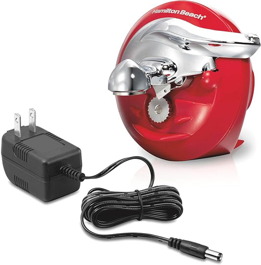 Hamilton Beach Walk 'n Cut Electric Can Opener for Kitchen, Use On Any Size, Automatic and Hand-Free, Cordless & Rechargeable, Easy Clean Removable Blade, Red (76506) by HamiltonBeach