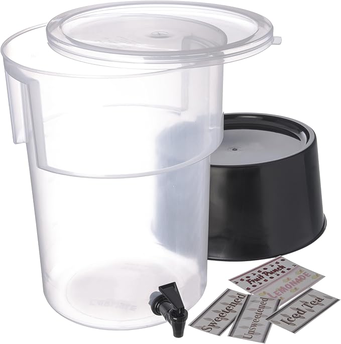 Carlisle FoodService Products Round Beverage Dispenser, Durable Drink Dispenser with Spigot and Sturdy Base for Catering, Events, and Parties, Plastic, 5 Gallons, Black - Image 8