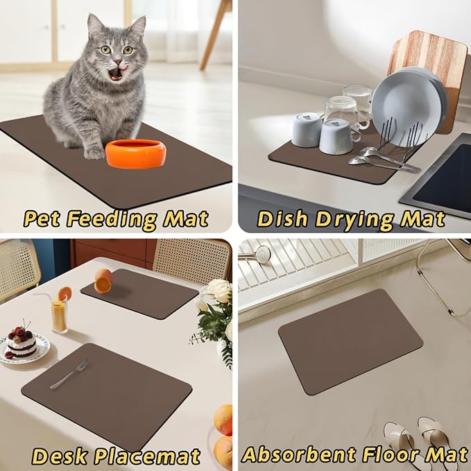 Bloss Dish Drying Mat + Faucet Mat for Kitchen Sink, Kitchen Sink Mats with Non-Slip Rubber Backed, Sink Matt for Kitchen Sink - 2PCS/Brown - Image 5