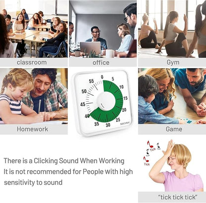 Secura 7.5 Inch Visual Timer, 60 Minute Oversize Visual Countdown Timer for Kids and Adults, Durable Mechanical Time Management Tool (Green) - Image 4