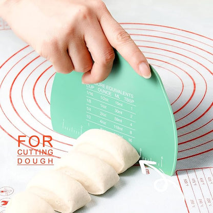 Teenitor 2 Pieces Dough Scraper, Plastic Dough Cutter, Bread Scraper for Sourdough, Bench Scraper with Measuring Scale, Multipurpose Food Scrapers for Dough, Cake, Bread Green - Image 3