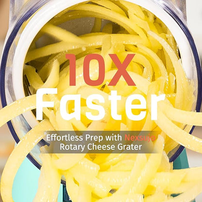 Cheese Grater Hand Crank, Rotary Cheese Shredder with 3 Interchangeable Blades for Coarse, Fine Shredding and Slicing, Strong Suction Base for Pizza, Pasta, Salad, Vegetables, Nuts, Chocolate - Image 2