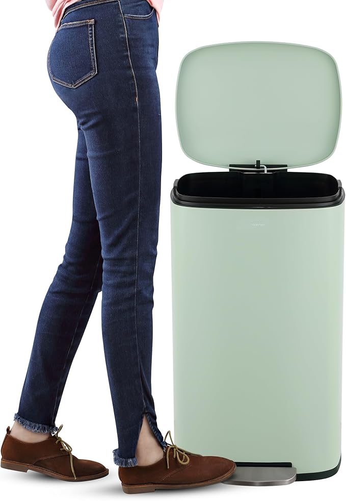 happimess HPM1011H Curtis 8-Gallon Step-Open Trash Can, Fingerprint Resistant, Modern, Minimalistic for Home, Kitchen, Laundry Room, Office, Bedroom, Bathroom, Pistachio Gelato - Image 6