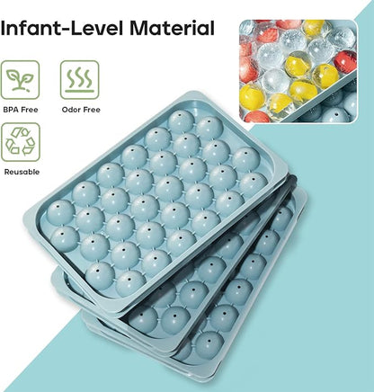 Ice Cube Trays with Lid and Bin, 0.8 IN Small Round Ice Cube Mold for Freezer - Easy Release Stackable Ice Ball Maker for Cocktail,Whiskey and Drinks,BPA-Free(0.8in/96 balls&box) - Image 3